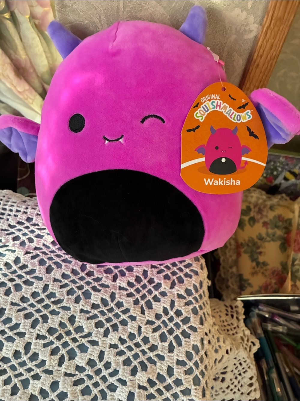 Squishmallows Wakisha Plush - Pink & Purple Bat